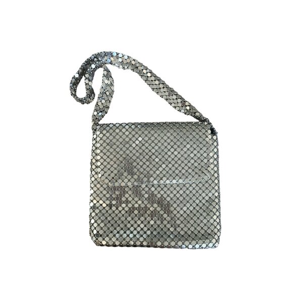 MESH Chain Silver Cocktail Disco Shoulder Bag - Picture 3 of 5